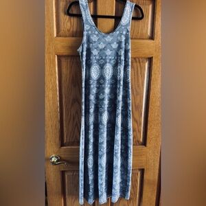 Blue Patterned Sleeveless Dress
